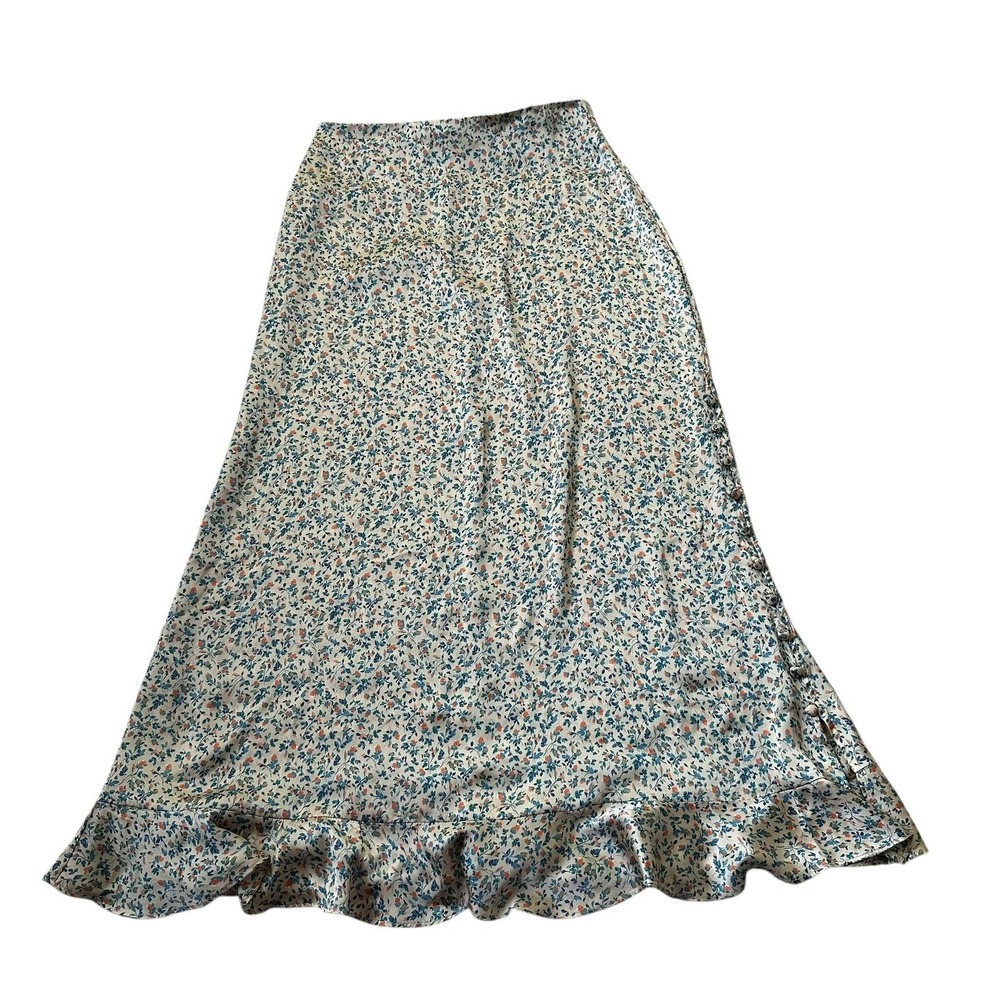 Zara Multicolor Floral Satin A-line Midi Skirt Women's Size XS | 15-27